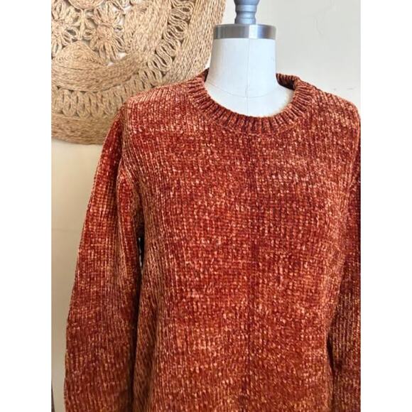 Woman Within Chenille Sweater Medium 14/16 Burnt Orange Cozy Soft Knit Pullover - Picture 2 of 5